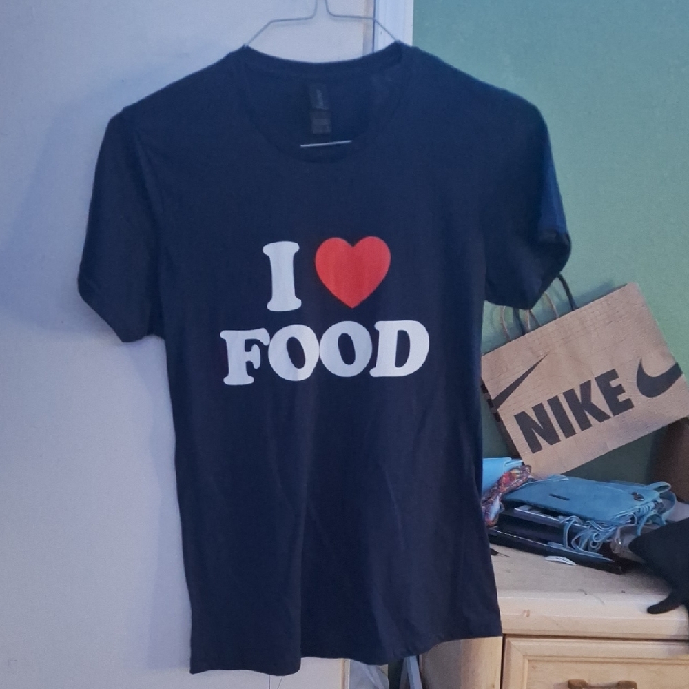 WOMENS Navy Blue 'I Love Food' T-Shirt